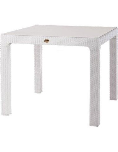 TAVOLO RATTAN KRETA DOMUS PP BIANCO CM 90X90 H.CM 78