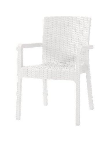 SEDIA RATTAN KRETA + BRACCIOLI DOMUS PP BIANCO CM 58X75 H.CM 85