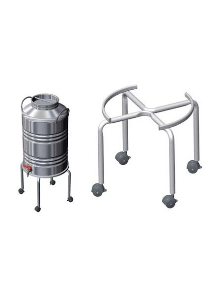 PIEDISTALLO + RUOTE X FUSTINO SERBATOIO ACCIAIO VERN D.CM 38 H.CM 36