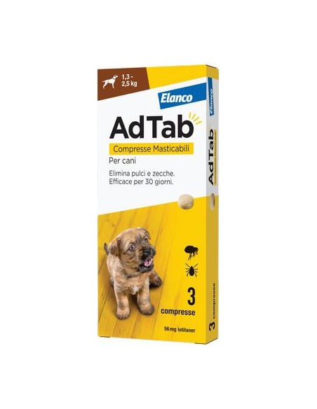 ANTIPARASSITARIO ADTAB CANI ELANCO KG  1,3/2,5 CF - PZ 3