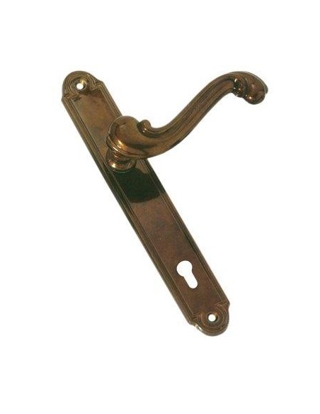 MANIGLIA BAROCCO PLACCA FORO SAGOMATO OTTONE BRONZATA Q8 I.MM 90 CF - PZ 2