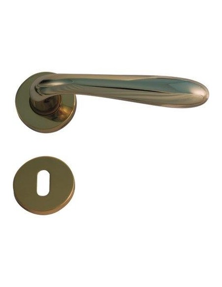 MANIGLIA GOCCIA OTTONE ROSETTA FORO PATENT ZAMA OTTONE LUCIDO Q8 CF - PZ 2