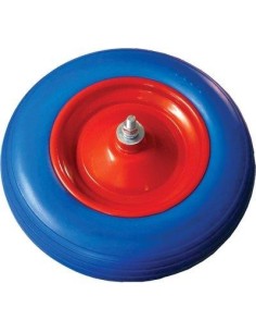 RUOTA PU ANTIFORO X CARRIOLA BPA MM 370X80 DISCO METALLO MOZZO MM 100