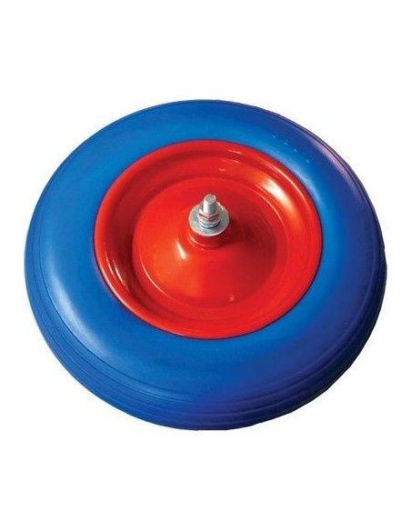RUOTA PU ANTIFORO X CARRIOLA BPA MM 370X80 DISCO METALLO MOZZO MM 100