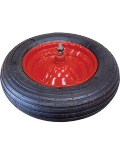 RUOTA PNEUMATICA X CARRIOLA HAND MM 370X80 DISCO METALLO MOZZO MM 170 + ASSE +PFU