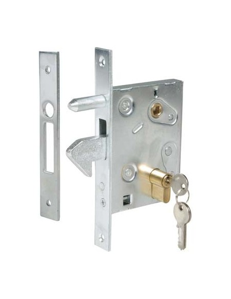 SERRATURA CANCELLO INFILARE A GANCIO 447 IBFM B.Q ZINC F.MM 25 C.SAGOM M1+Q8 E.MM 60