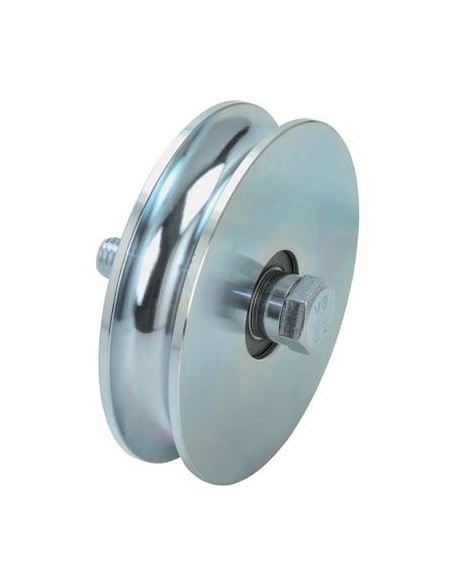 RUOTA CANCELLO A FISSARE GOLA TONDA 405 COMBI ZINCATA + DOPPIO CUSCINETTO GOLA MM 16 MM 140