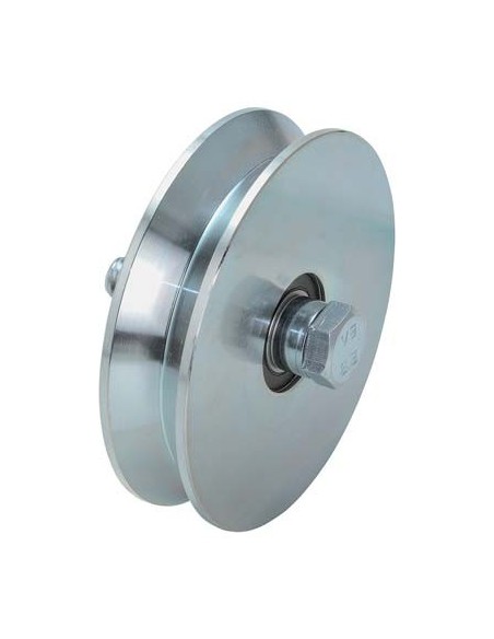 RUOTA CANCELLO A FISSARE GOLA V 407 COMBI ZINCATA + DOPPIO CUSCINETTO MM 120