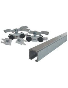 PORTA SCORREVOLE A SOFFITTO IN KIT 1400 OMGE KG 80 BINARIO ALLUMINIO CM 155 X PORTA CM 71/90